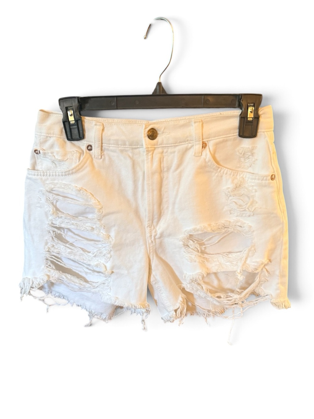 We The Free White Distressed Cutoff Denim Shorts